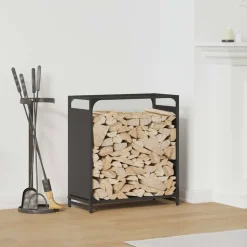 VIDAXL - Portant de bois chauffage noir 60x28x65 cm