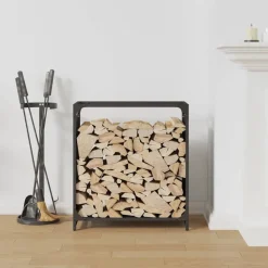 VIDAXL - Portant de bois chauffage noir 60x28x65 cm