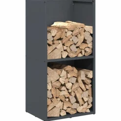 VIDAXL - Portant de bois chauffage anthracite 40x30x80 cm