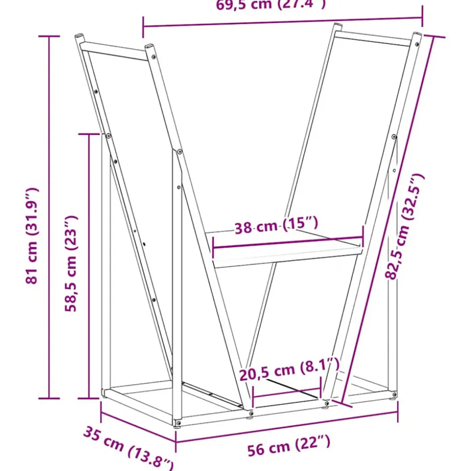 VIDAXL - Portant de bois chauffage vert olive 69,5x35x81 cm