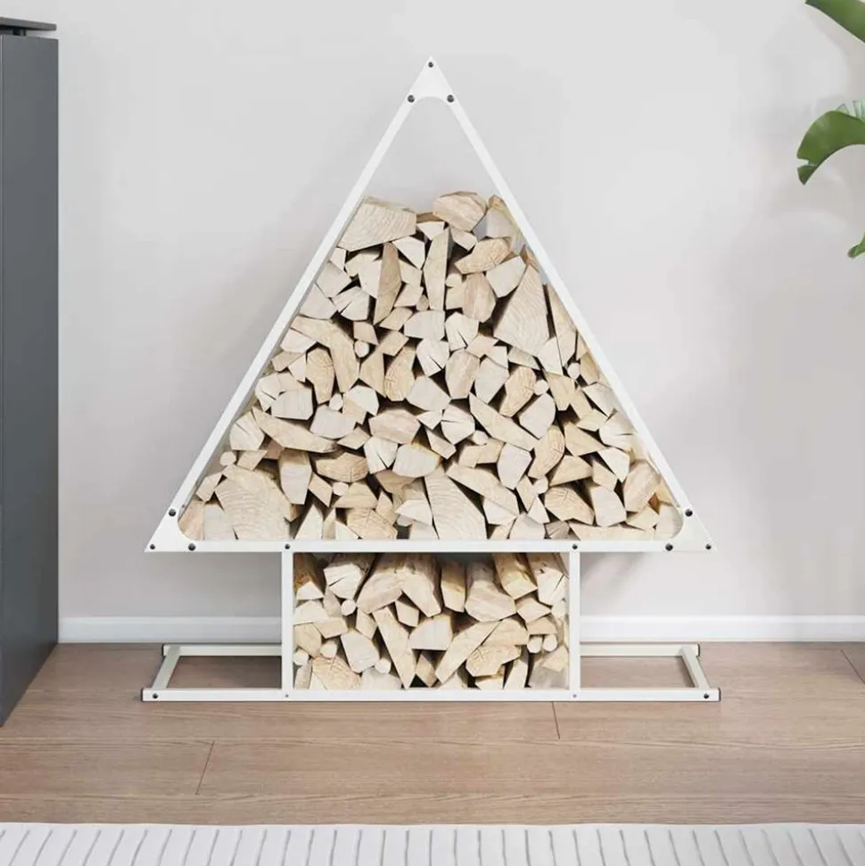VIDAXL - Portant de bois chauffage blanc 80x25x90 cm