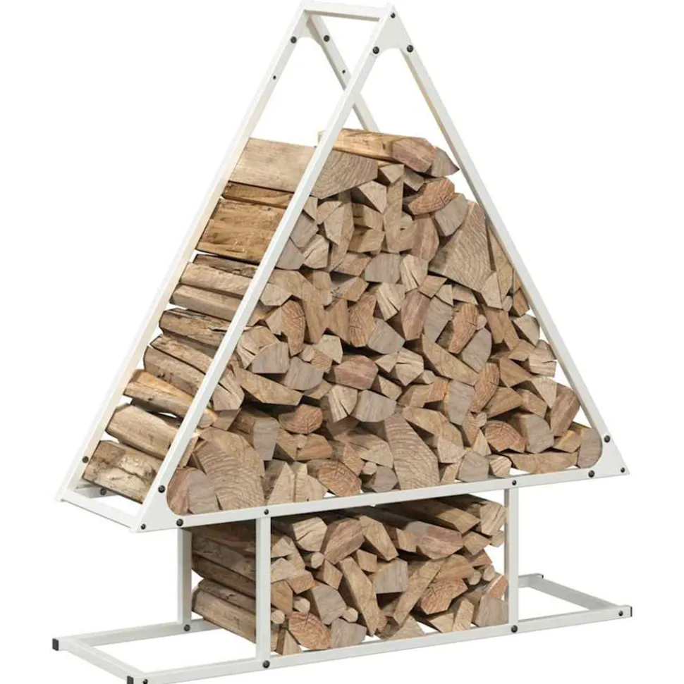 VIDAXL - Portant de bois chauffage blanc 80x25x90 cm