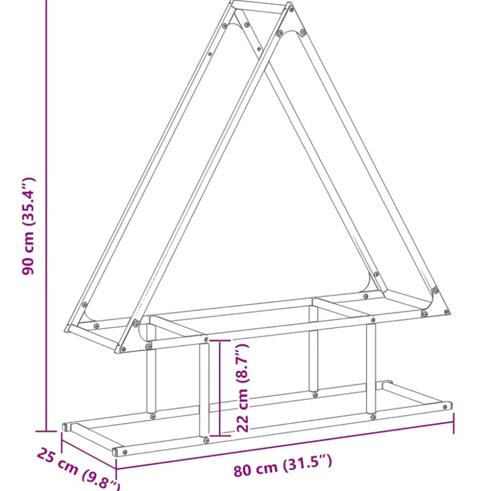 VIDAXL - Portant de bois chauffage blanc 80x25x90 cm