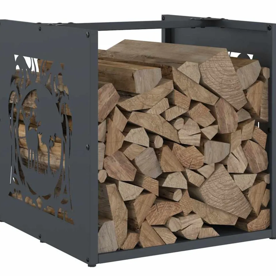 VIDAXL - Portant de bois chauffage anthracite 40x40x40 cm