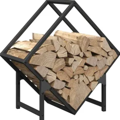 VIDAXL - Portant de bois chauffage noir 50x25x50 cm
