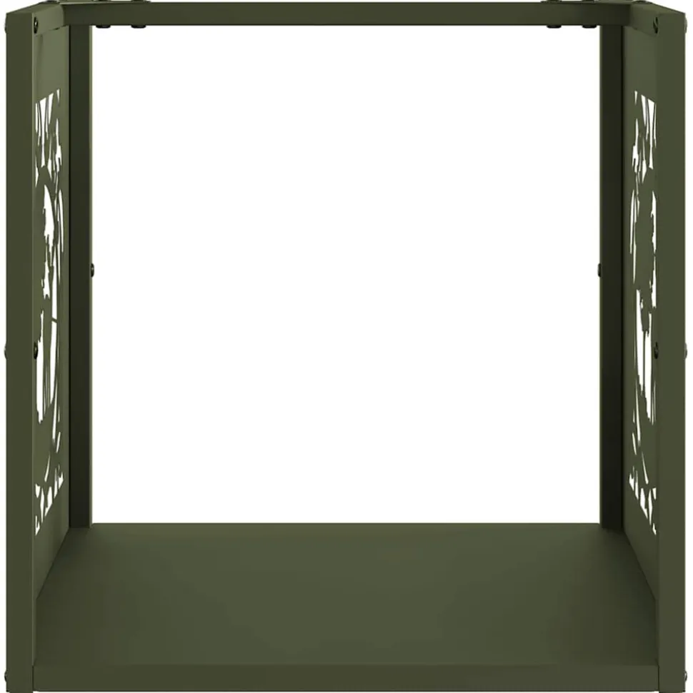 VIDAXL - Portant de bois chauffage vert olive 40x40x40 cm