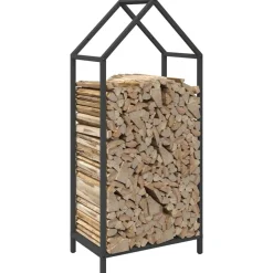 VIDAXL - Portant de bois chauffage noir 40x25x90 cm