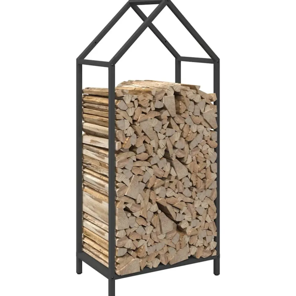 VIDAXL - Portant de bois chauffage noir 40x25x90 cm