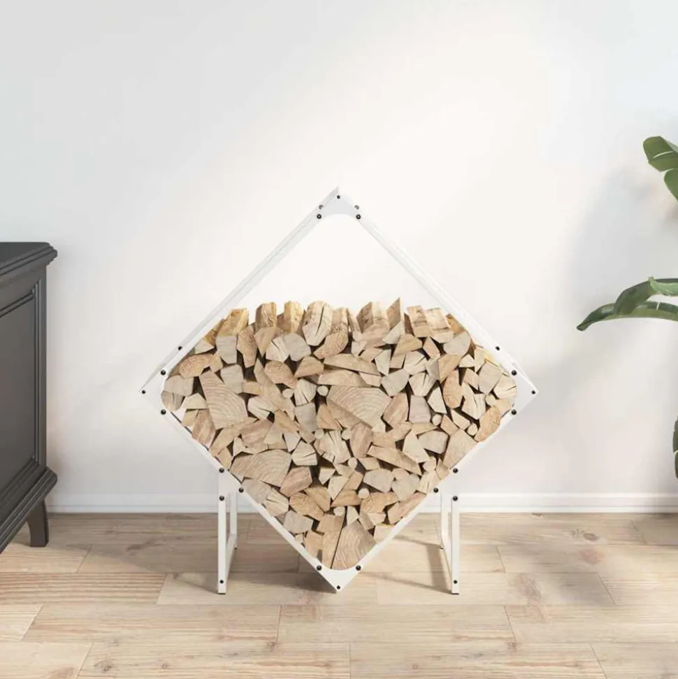 VIDAXL - Portant de bois chauffage blanc 80x25x80 cm