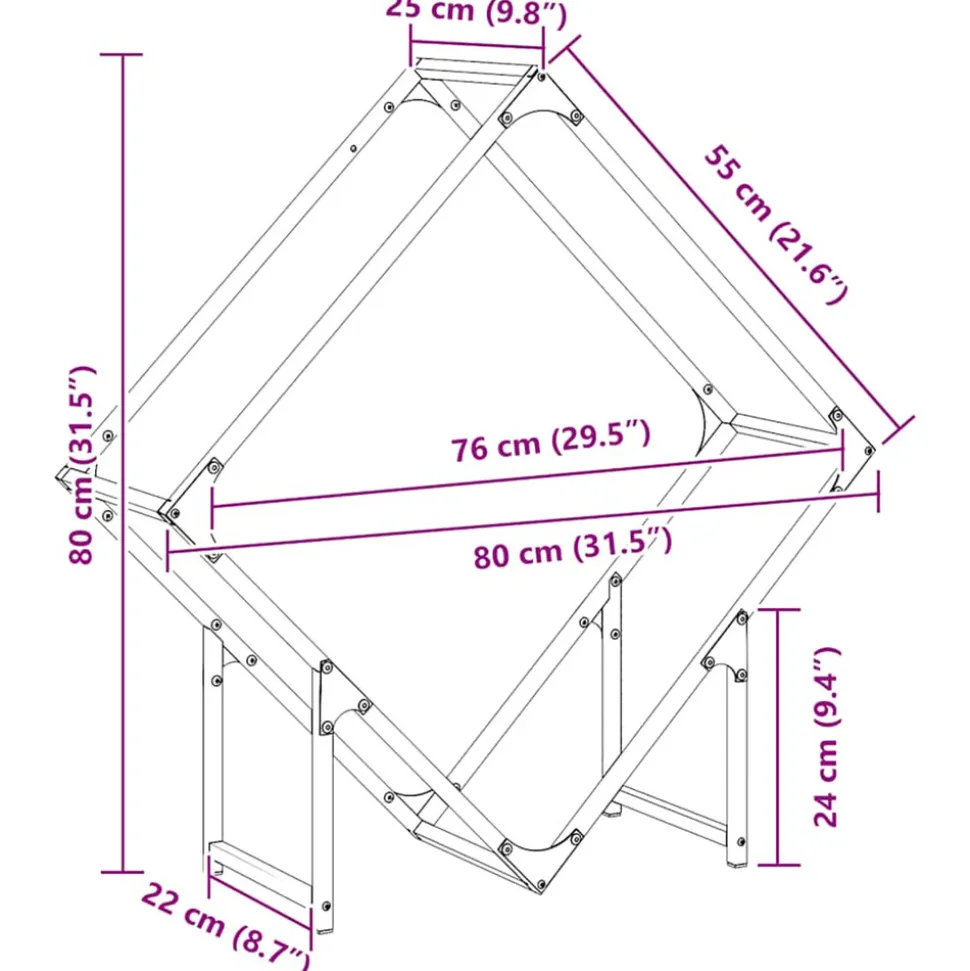 VIDAXL - Portant de bois chauffage blanc 80x25x80 cm