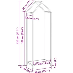 VIDAXL - Portant de bois chauffage anthracite 40x25x120 cm