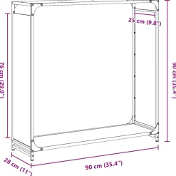 VIDAXL - Portant de bois chauffage noir 90x28x90 cm