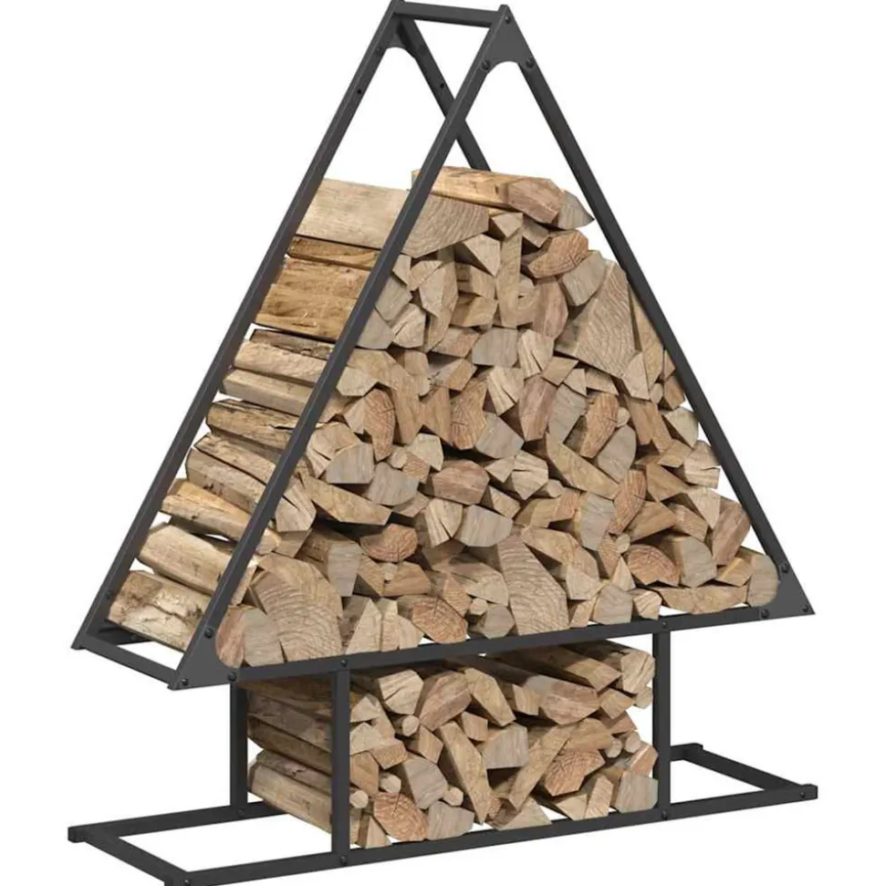 VIDAXL - Portant de bois chauffage noir 80x25x90 cm