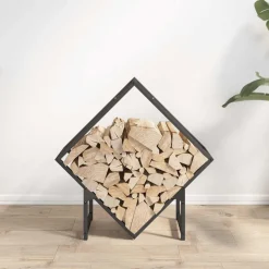 VIDAXL - Portant de bois chauffage noir 60x25x60 cm