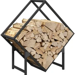 VIDAXL - Portant de bois chauffage noir 60x25x60 cm