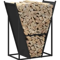 VIDAXL - Portant de bois chauffage noir 69,5x35x81 cm