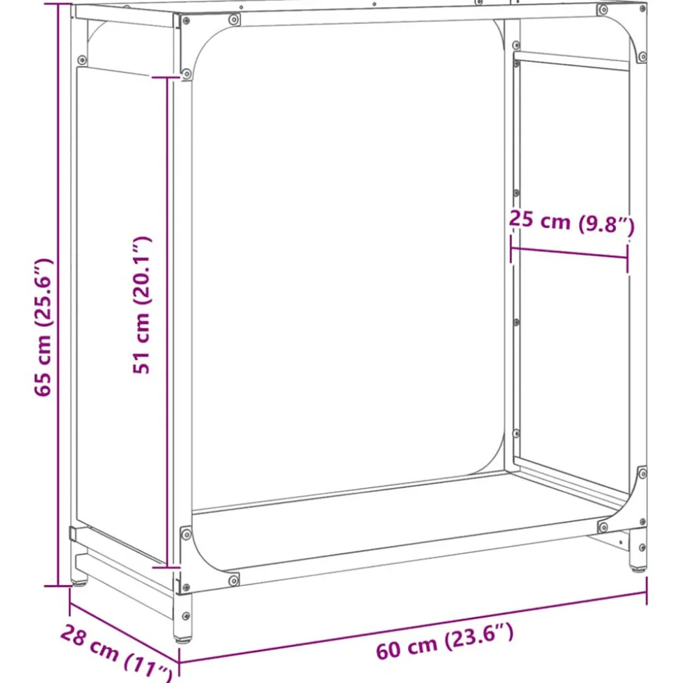VIDAXL - Portant de bois chauffage anthracite 60x28x65 cm