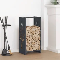VIDAXL - Portant de bois chauffage anthracite 40x30x80 cm