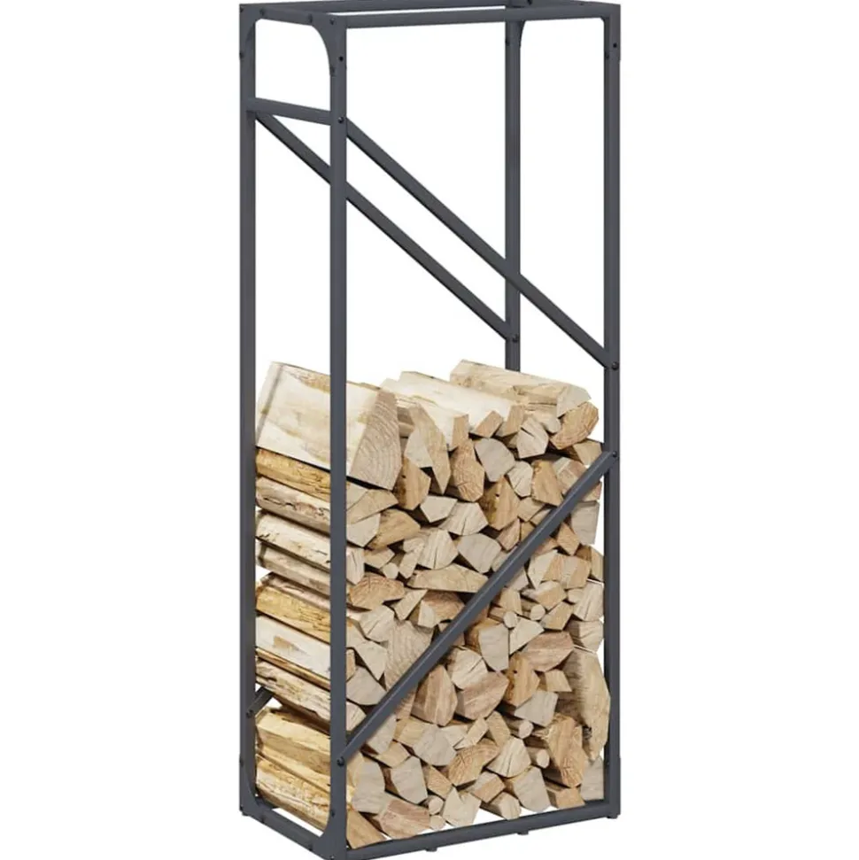 VIDAXL - Portant de bois chauffage anthracite 40x25x100 cm