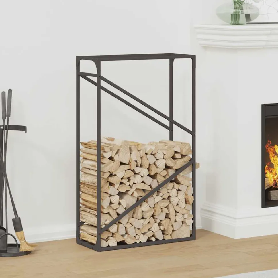 VIDAXL - Portant de bois chauffage noir 60x25x100 cm