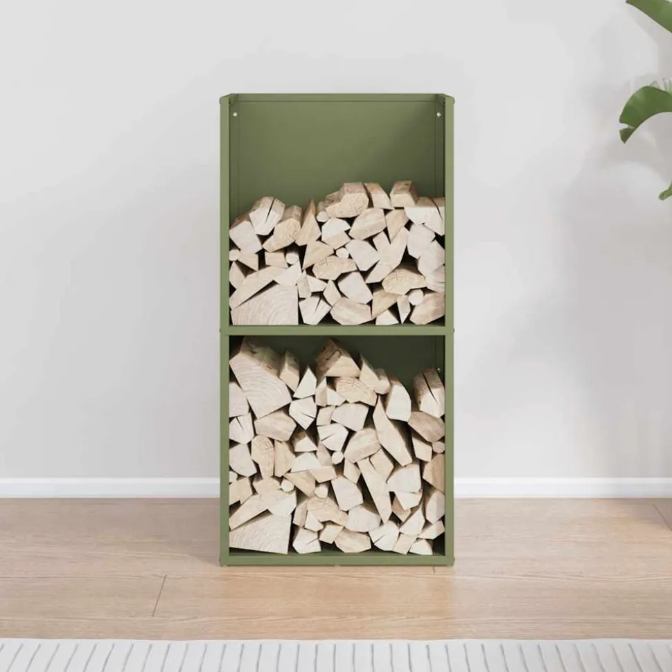 VIDAXL - Portant de bois chauffage vert olive 40x30x80 cm