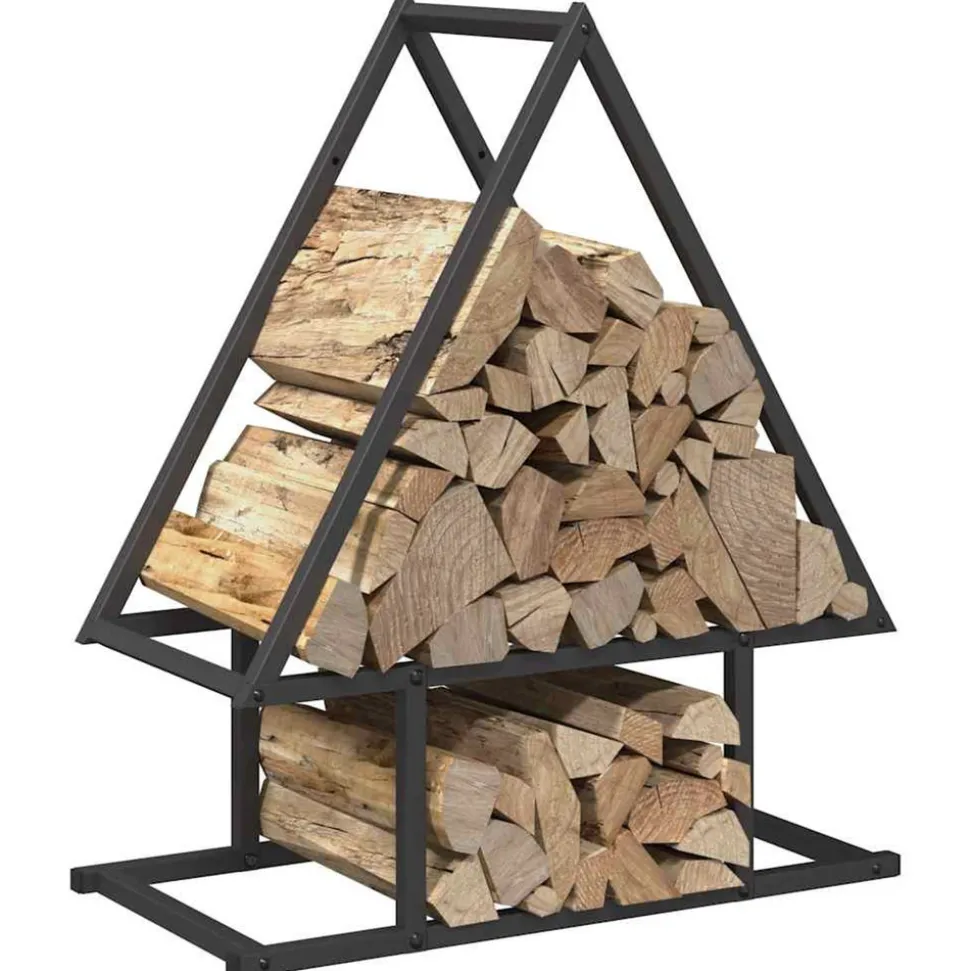 VIDAXL - Portant de bois chauffage noir 50x25x60 cm