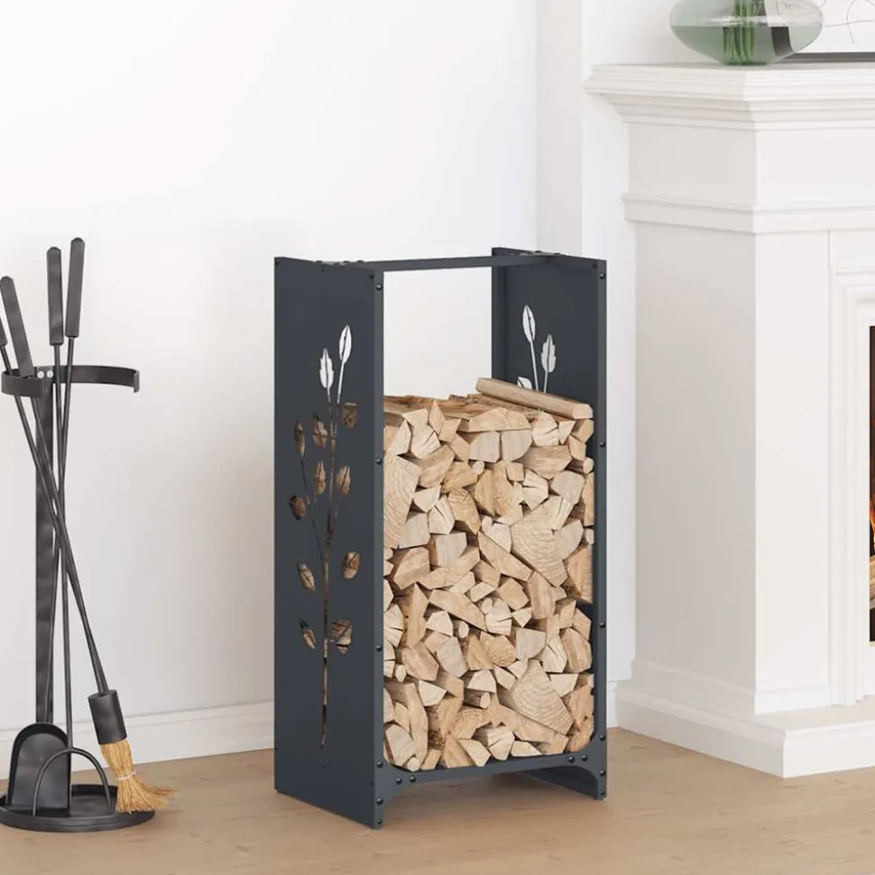 VIDAXL - Portant de bois chauffage anthracite 40x30x80 cm