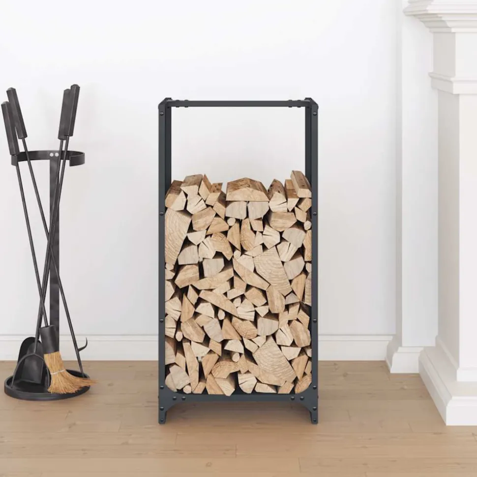 VIDAXL - Portant de bois chauffage anthracite 40x30x80 cm