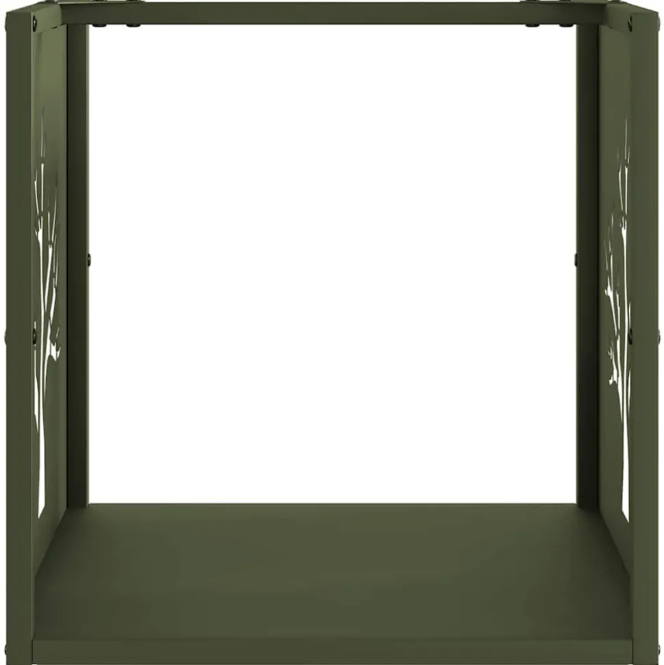 VIDAXL - Portant de bois chauffage vert olive 40x40x40 cm