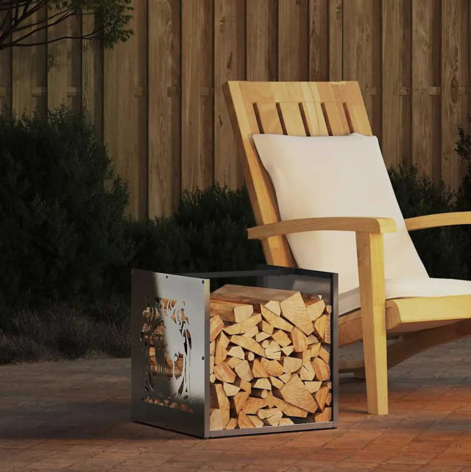 VIDAXL - Portant de bois de chauffage 40x40x40 cm acier inoxydable