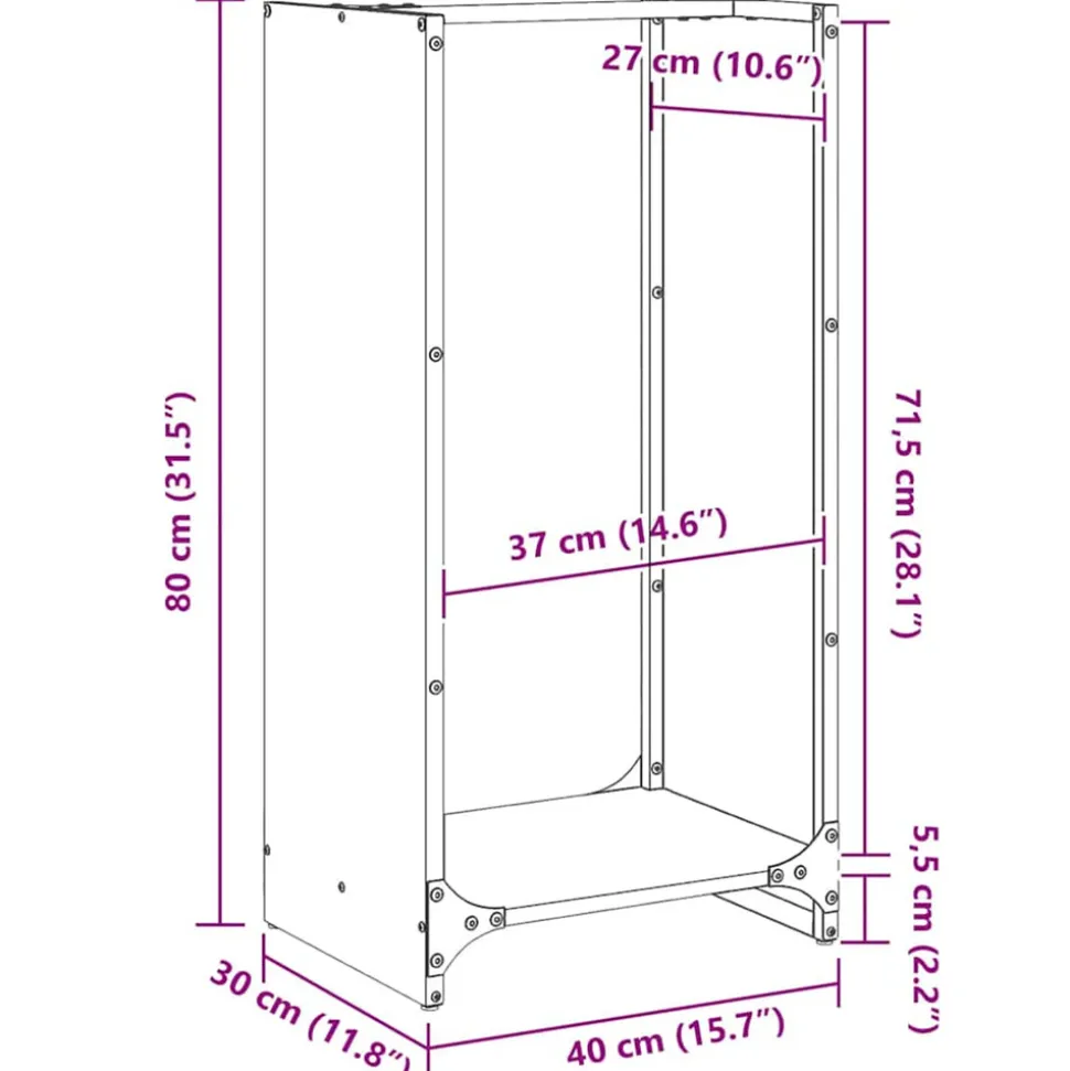 VIDAXL - Portant de bois de chauffage 40x30x80 cm acier inoxydable