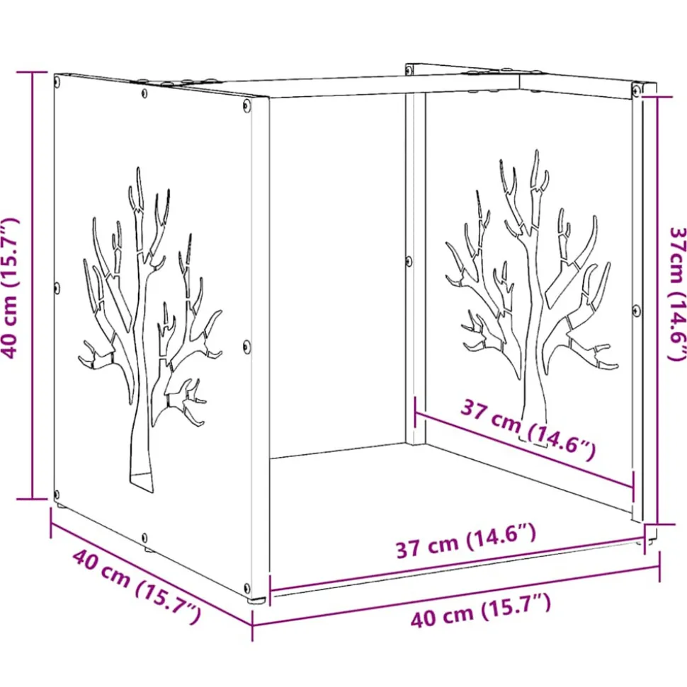 VIDAXL - Portant de bois de chauffage 40x40x40 cm acier inoxydable