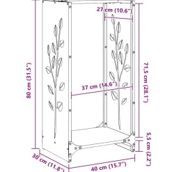 VIDAXL - Portant de bois de chauffage 40x30x80 cm acier inoxydable