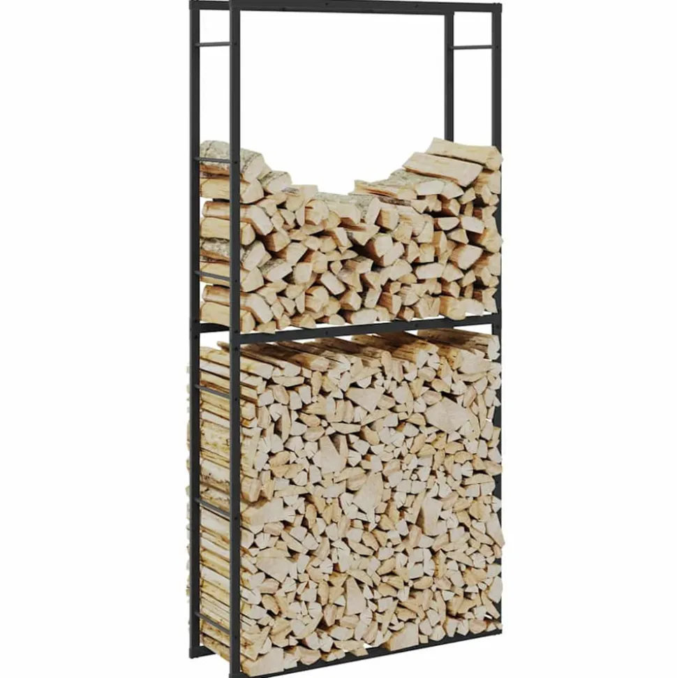 VIDAXL - Portant de bois de chauffage noir 100x30x209 cm acier