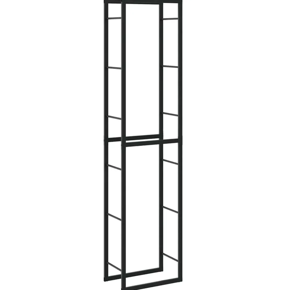 VIDAXL - Portant de bois de chauffage noir 50x30x209 cm acier