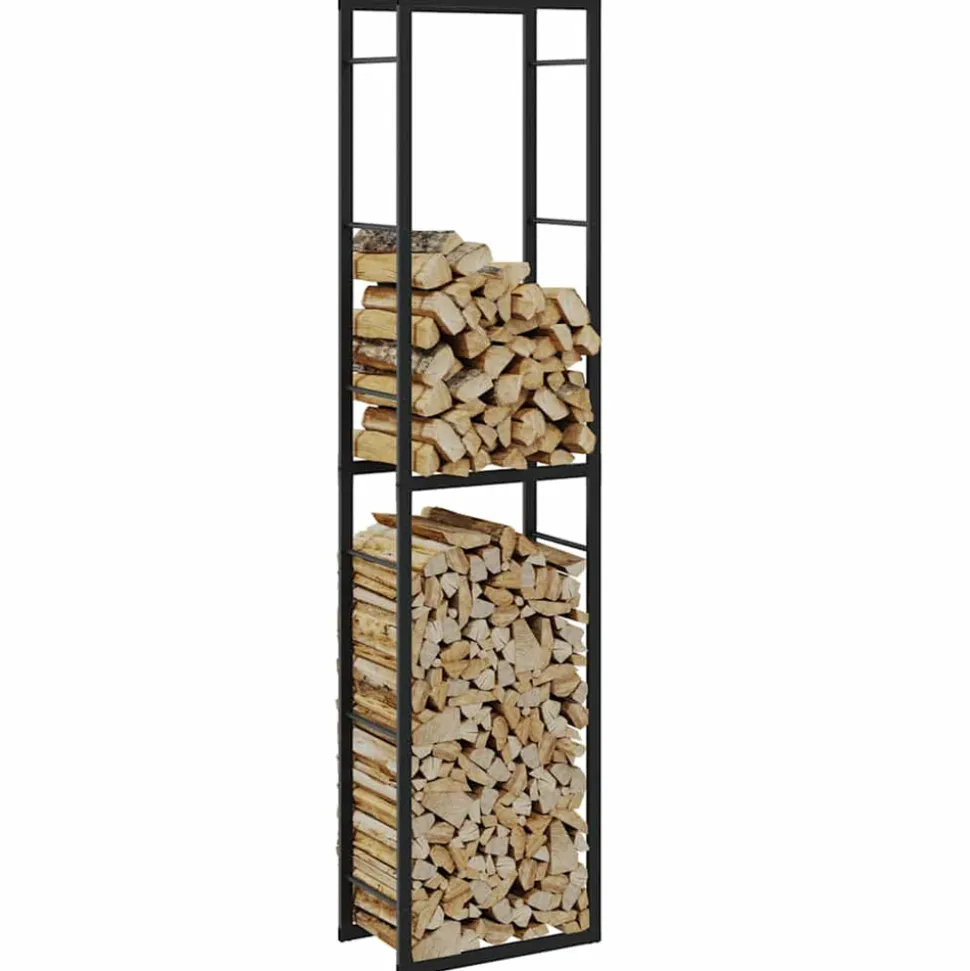 VIDAXL - Portant de bois de chauffage noir 50x30x209 cm acier