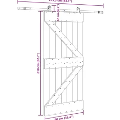 VIDAXL - Porte coulissante et kit de quincaillerie 90x210 cm pin massif