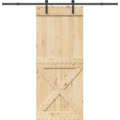 VIDAXL - Porte coulissante et kit de quincaillerie 90x210 cm pin massif