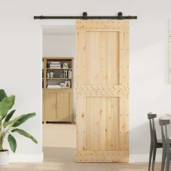 VIDAXL - Porte coulissante et kit de quincaillerie 85x210 cm pin massif