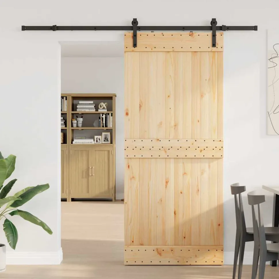 VIDAXL - Porte coulissante et kit de quincaillerie 90x210 cm pin massif