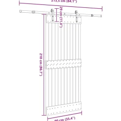 VIDAXL - Porte coulissante et kit de quincaillerie 90x210 cm pin massif