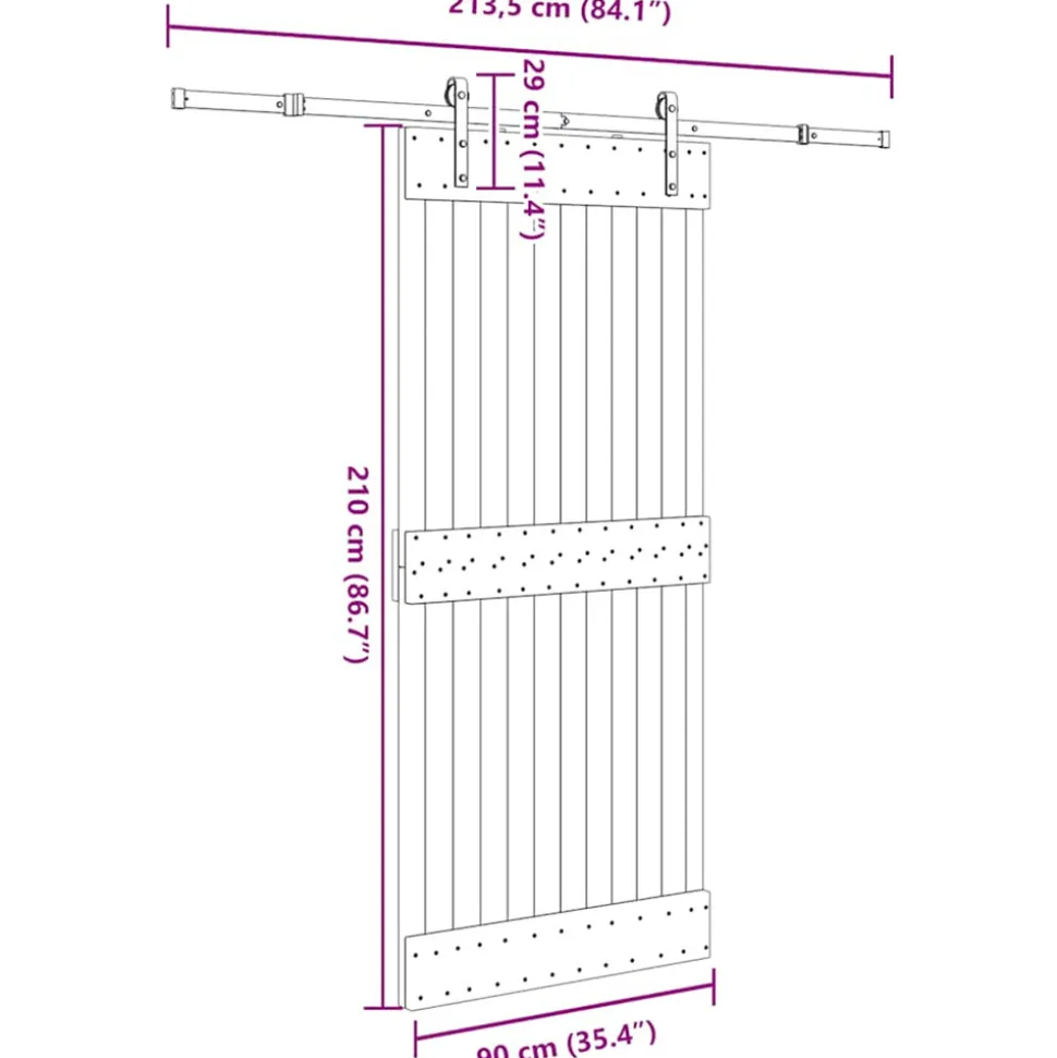 VIDAXL - Porte coulissante et kit de quincaillerie 90x210 cm pin massif