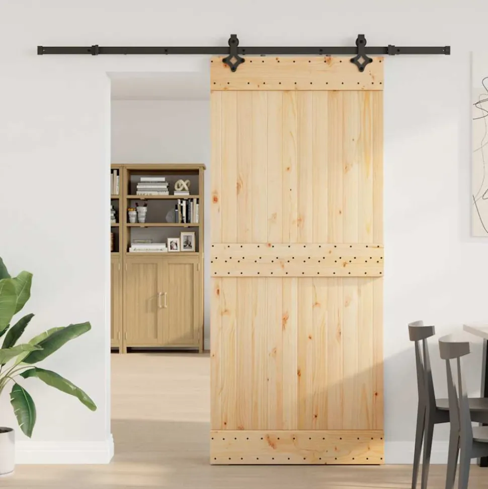 VIDAXL - Porte coulissante et kit de quincaillerie 90x210 cm pin massif