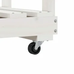 VIDAXL - Porte-bûches avec roulettes blanc 76,5x40x108cm bois massif pin