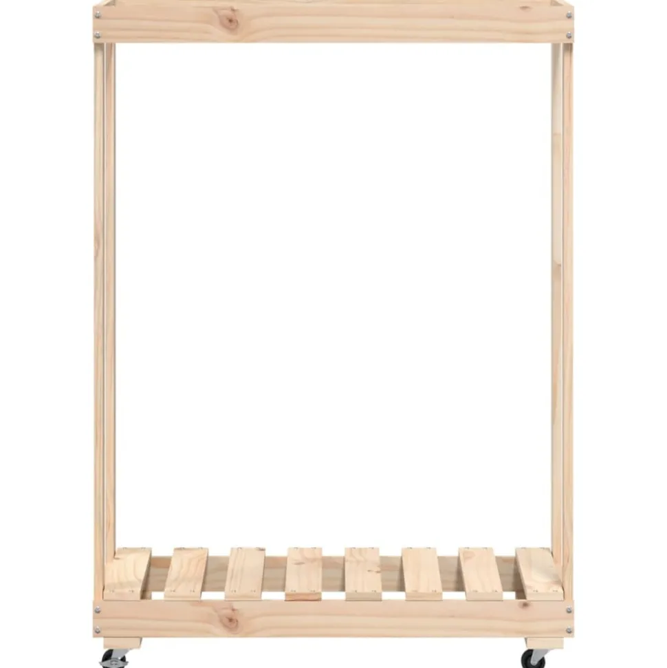VIDAXL - Porte-bûches avec roulettes 76,5x40x108 cm bois massif de pin