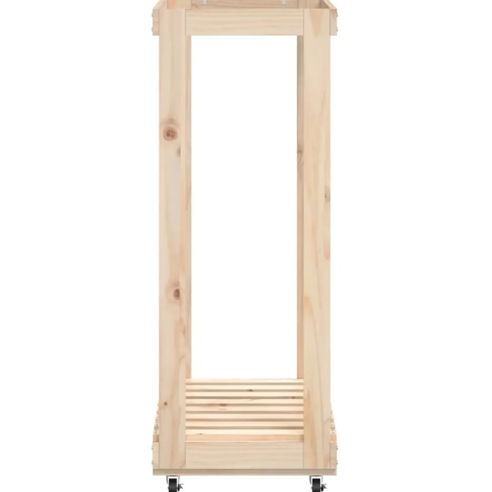 VIDAXL - Porte-bûches avec roulettes 76,5x40x108 cm bois massif de pin