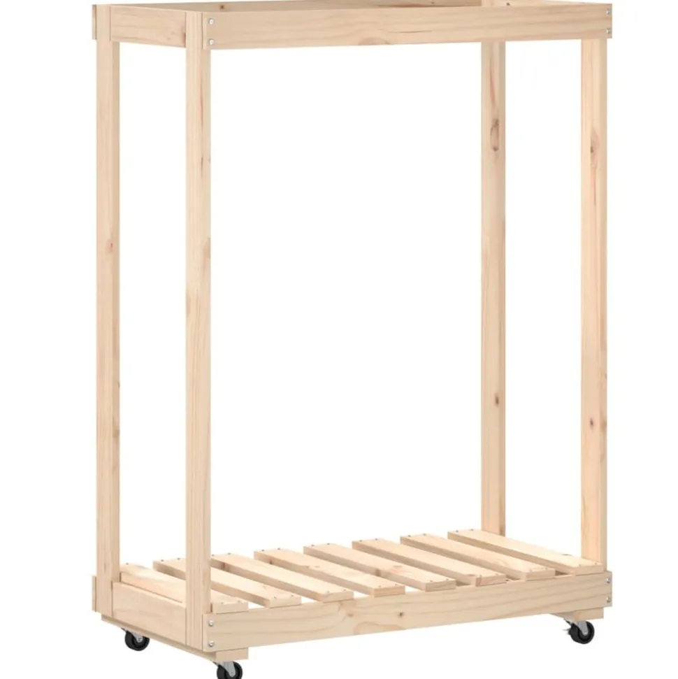 VIDAXL - Porte-bûches avec roulettes 76,5x40x108 cm bois massif de pin