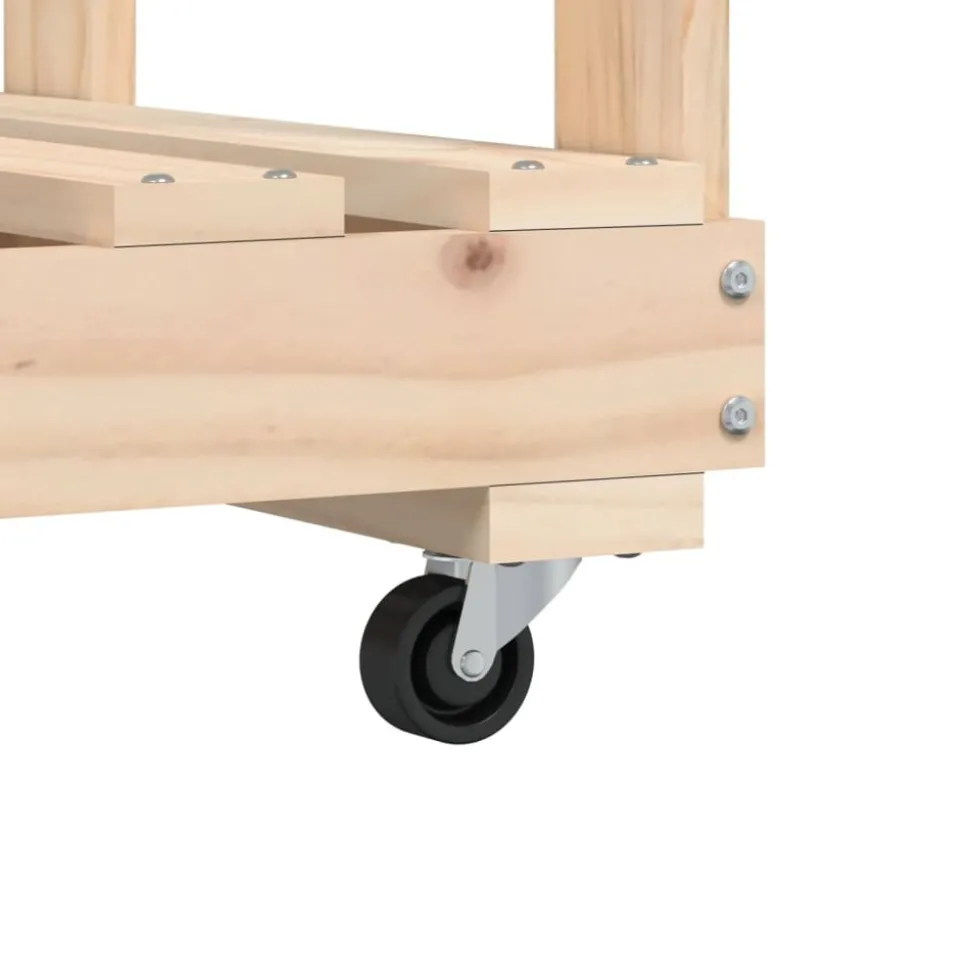 VIDAXL - Porte-bûches avec roulettes 76,5x40x108 cm bois massif de pin