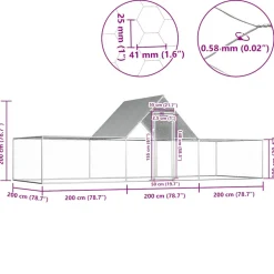 VIDAXL - Poulailler 6 x 2 x 2 m acier galvanisé