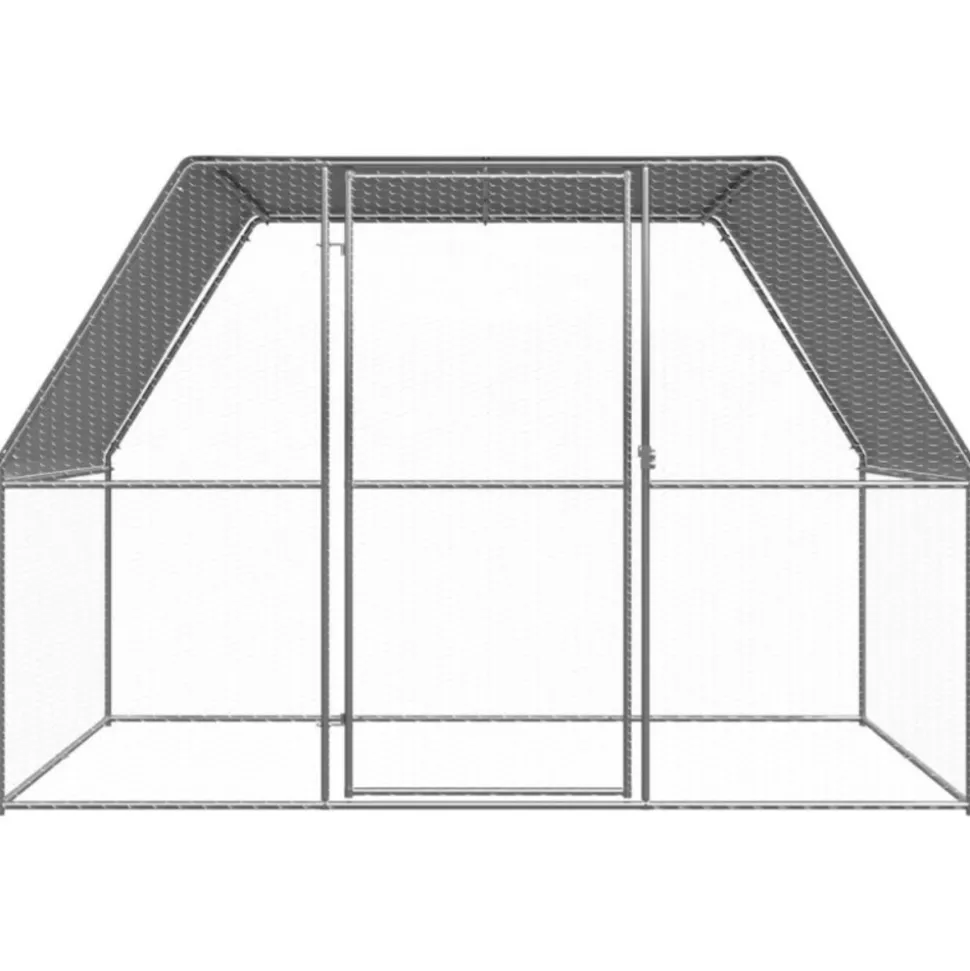 VIDAXL - Poulailler argenté et gris 3x2x2 m acier galvanisé